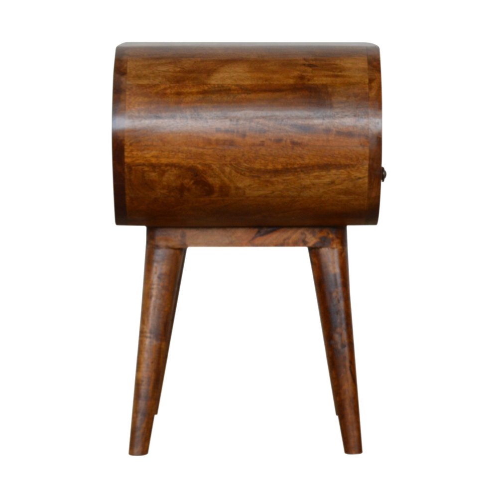 Brown Solid Wood Oval One Drawer Nightstand - 21-inch