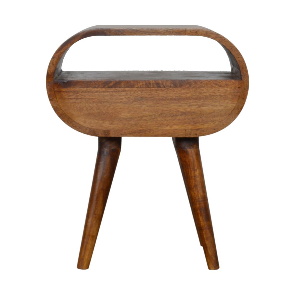 Brown Solid Wood Oval One Drawer Nightstand - 21-inch