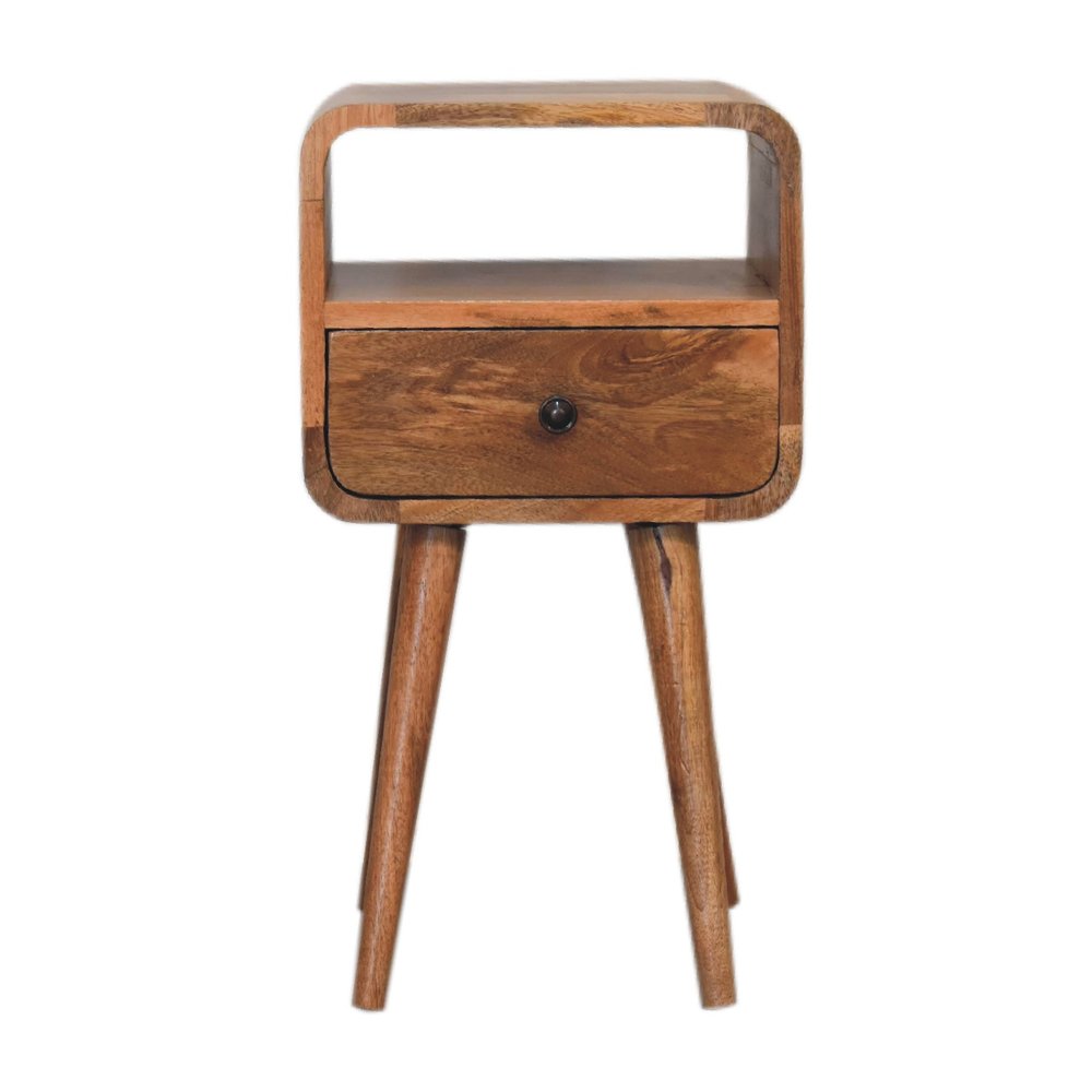 Oak Solid Wood Square One Drawer Nightstand - 22-inch