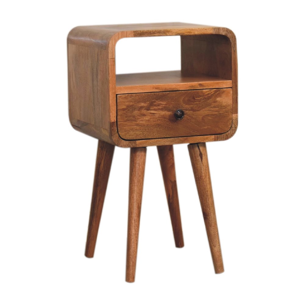 Oak Solid Wood Square One Drawer Nightstand - 22-inch
