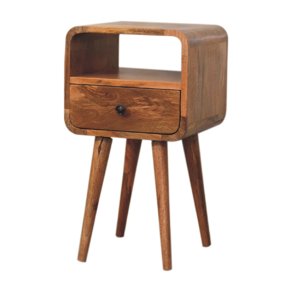 Oak Solid Wood Square One Drawer Nightstand - 22-inch