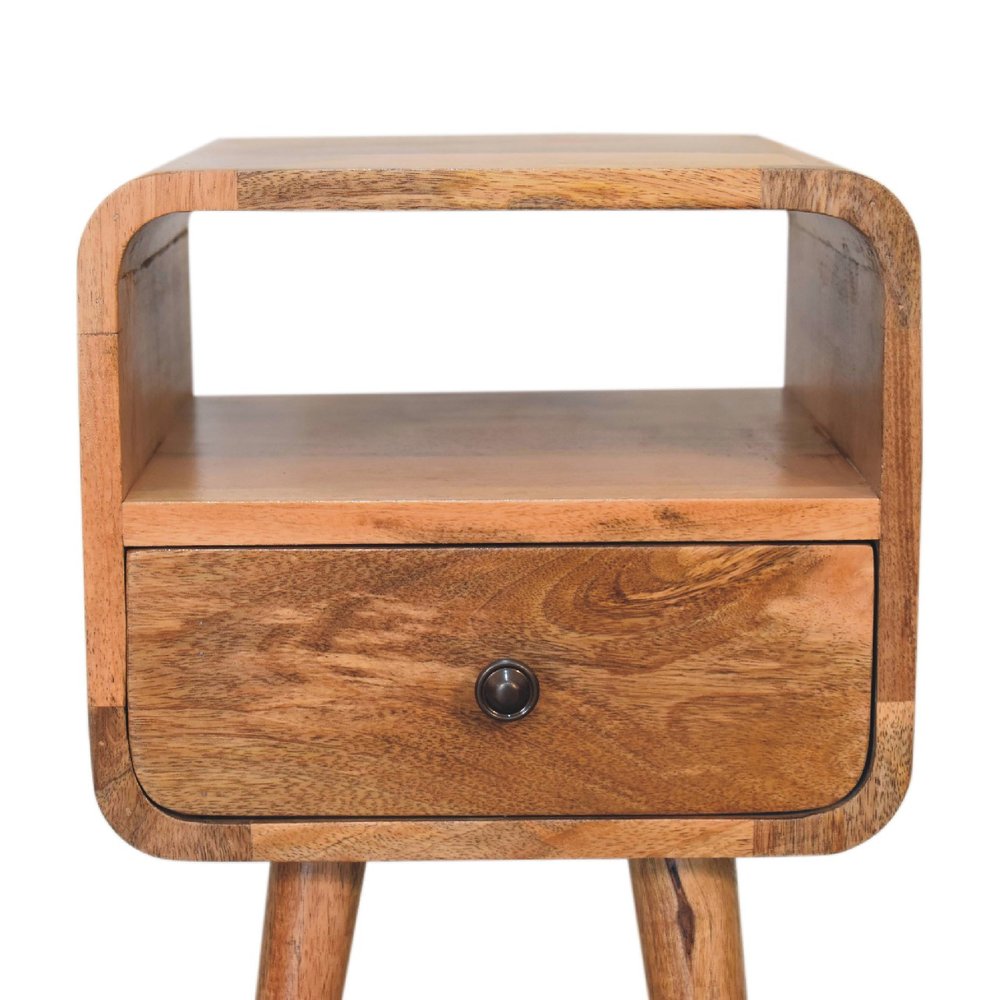 Oak Solid Wood Square One Drawer Nightstand - 22-inch