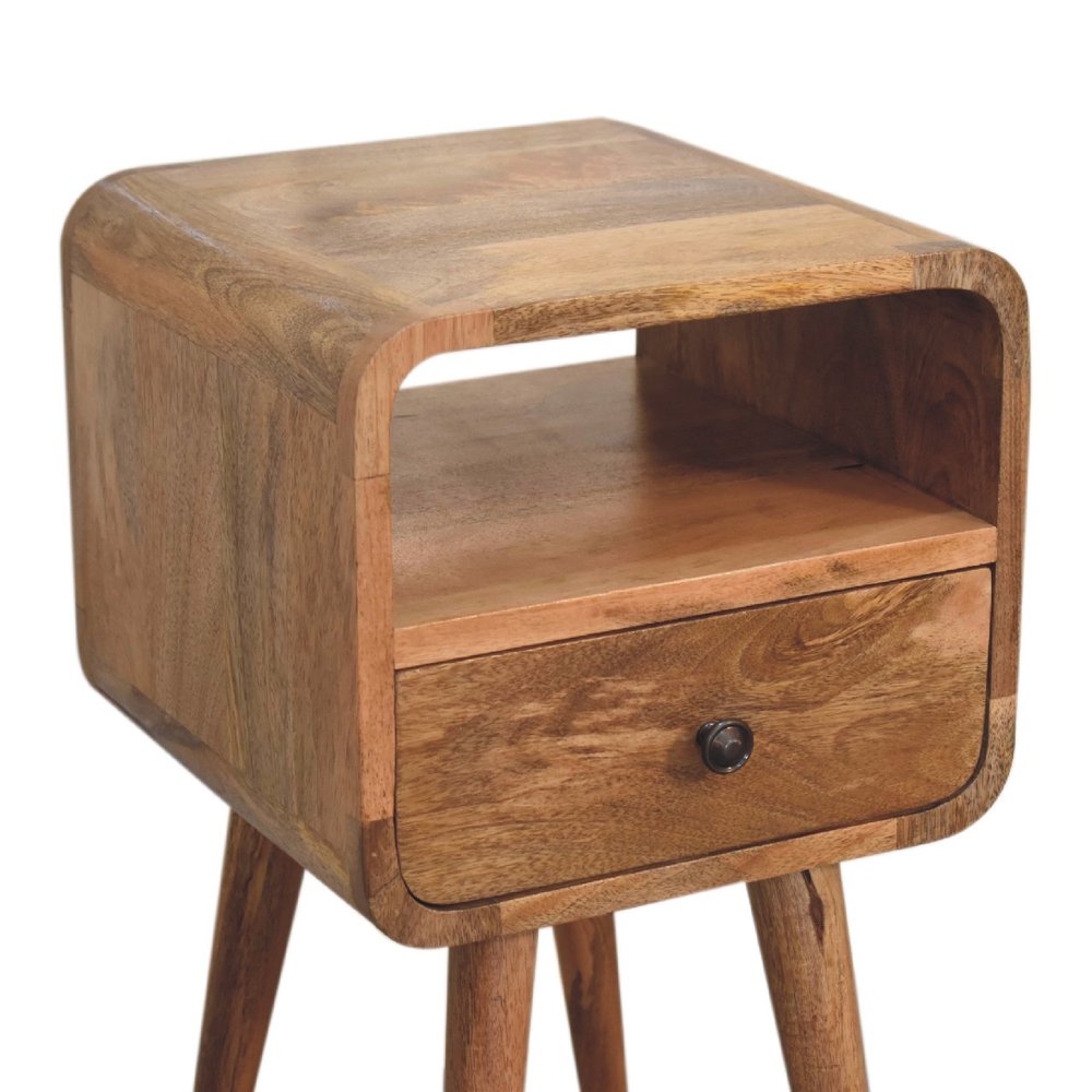 Oak Solid Wood Square One Drawer Nightstand - 22-inch