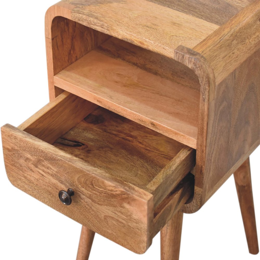 Oak Solid Wood Square One Drawer Nightstand - 22-inch