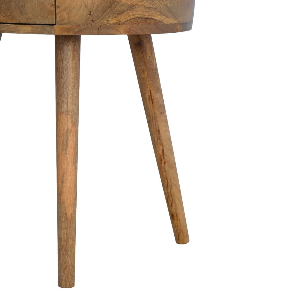Natural Solid Wood Round One Drawer Nightstand - 22-inch