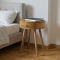Natural Solid Wood Round One Drawer Nightstand - 22-inch