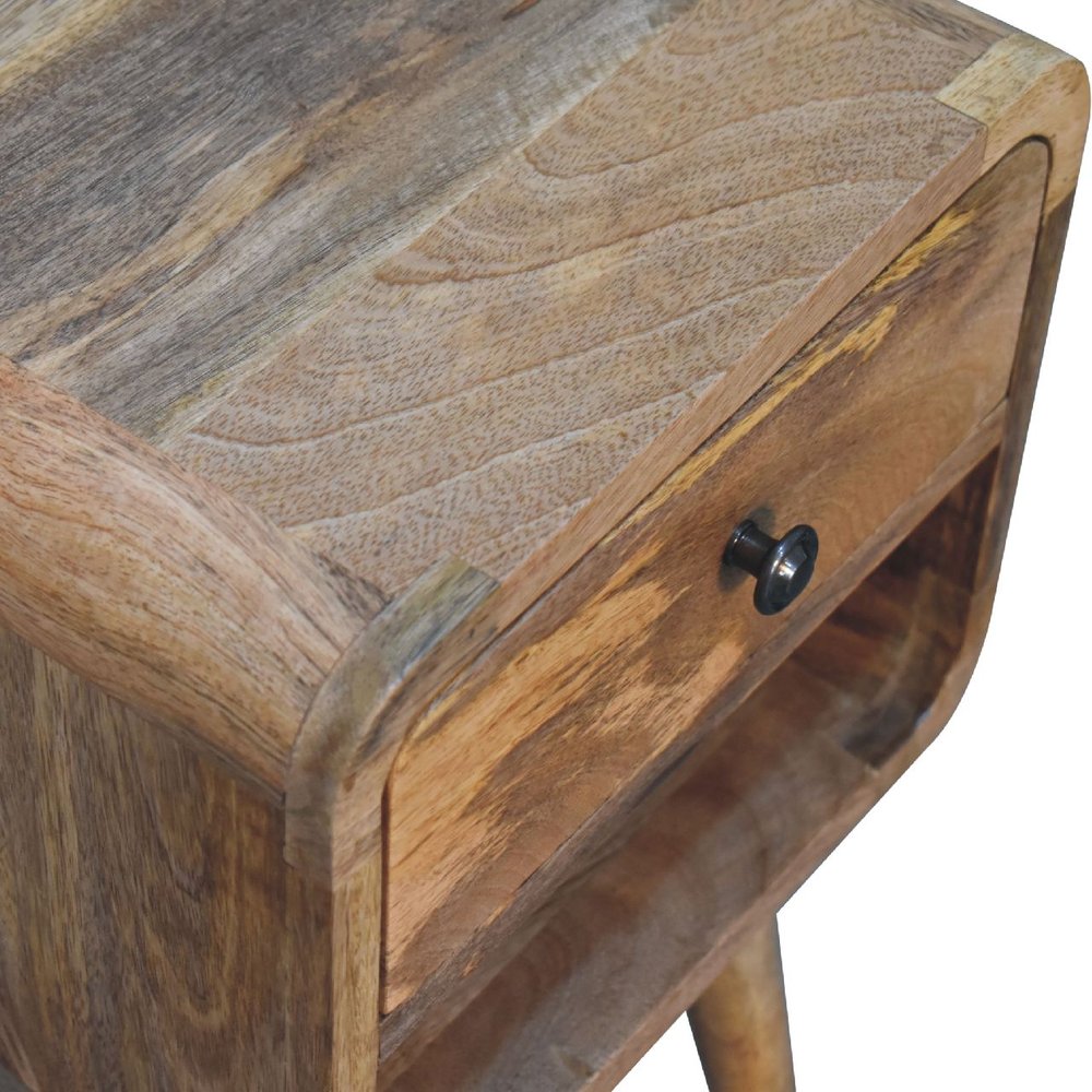 Oak Solid Wood Square One Drawer Nightstand - 22-inch