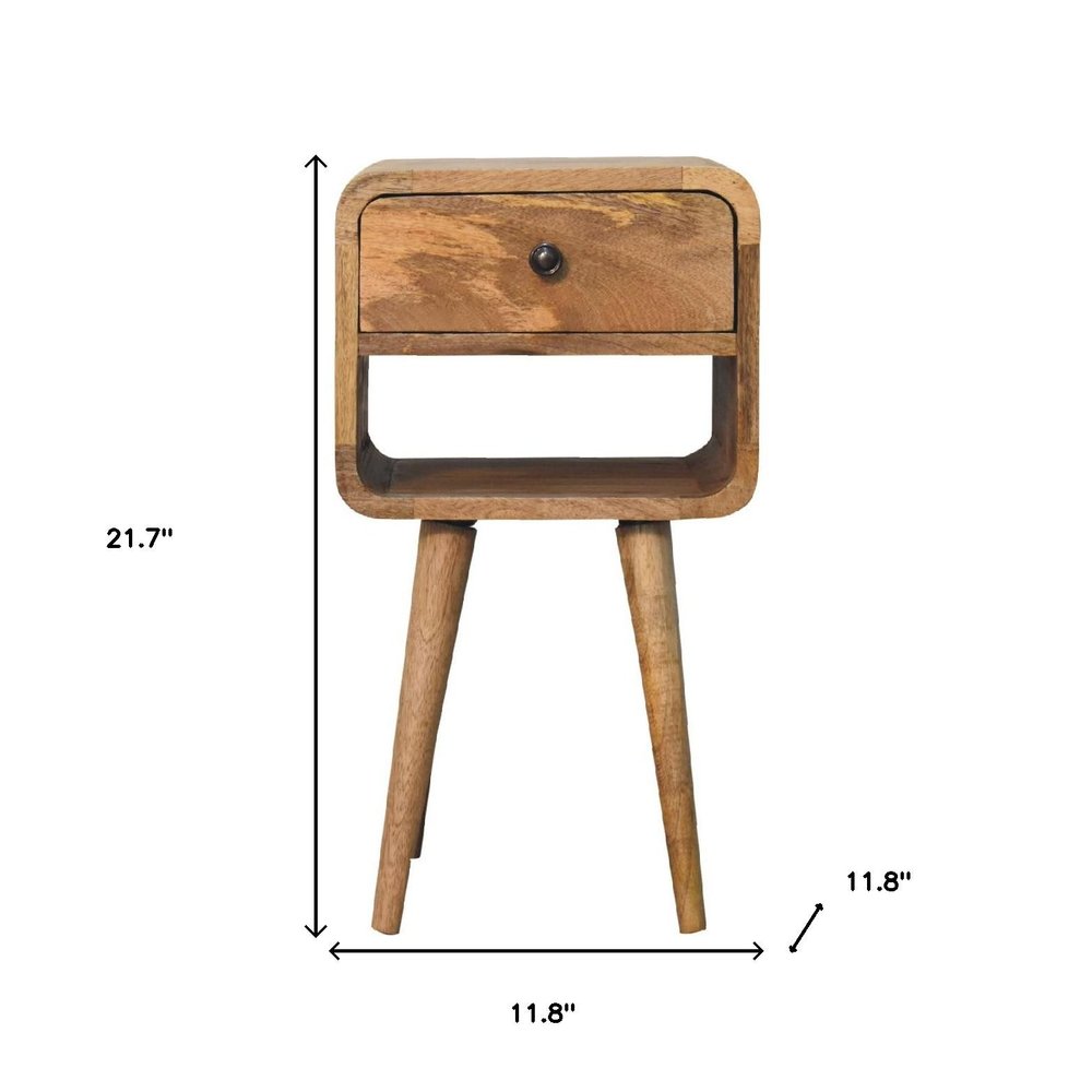 Oak Solid Wood Square One Drawer Nightstand - 22-inch