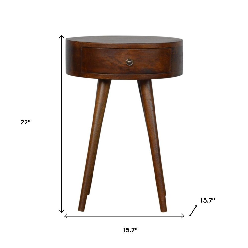 Chestnut Solid Wood One Drawer Nightstand - 22-inch