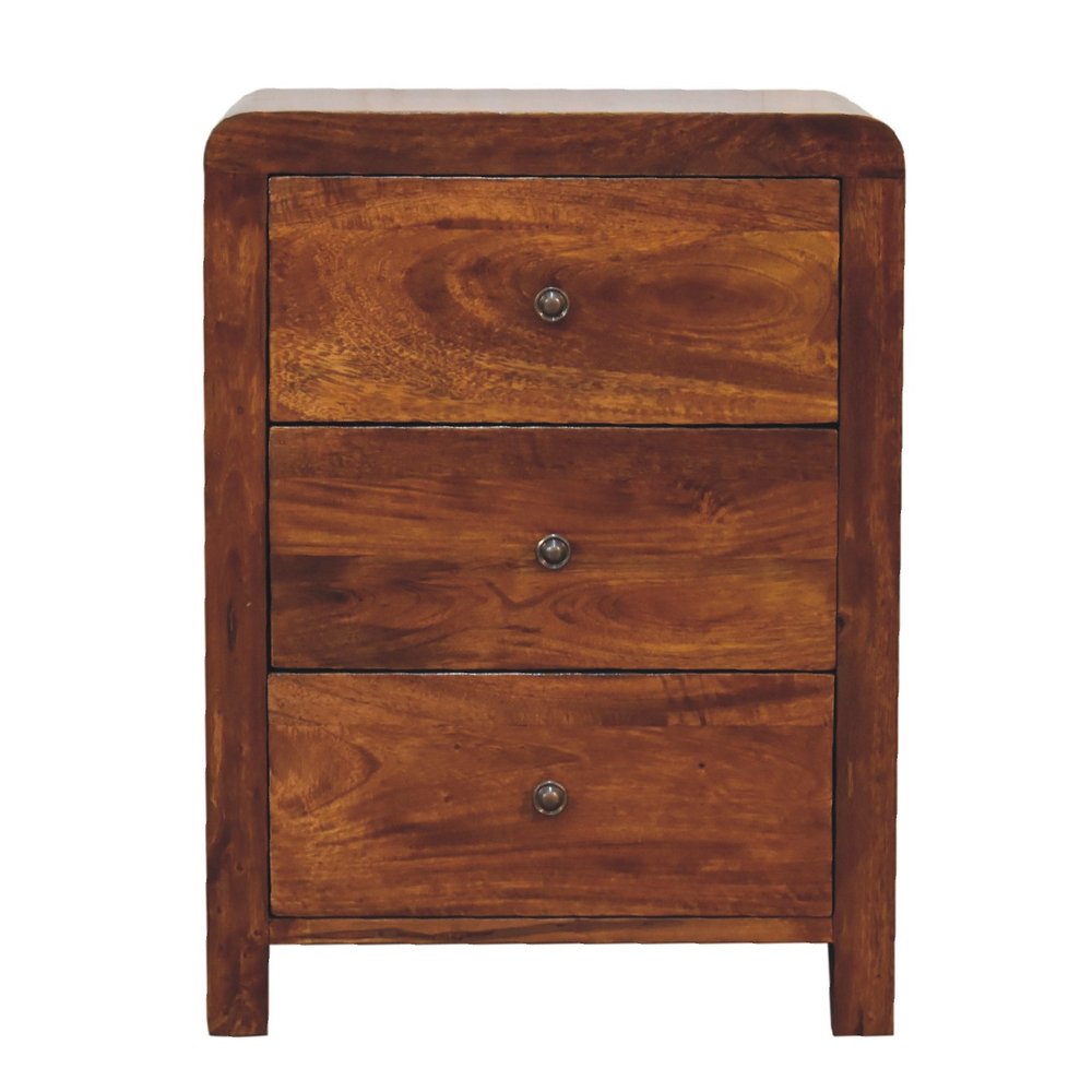 Chestnut Solid Wood Three Drawer Nightstand - 24-inch