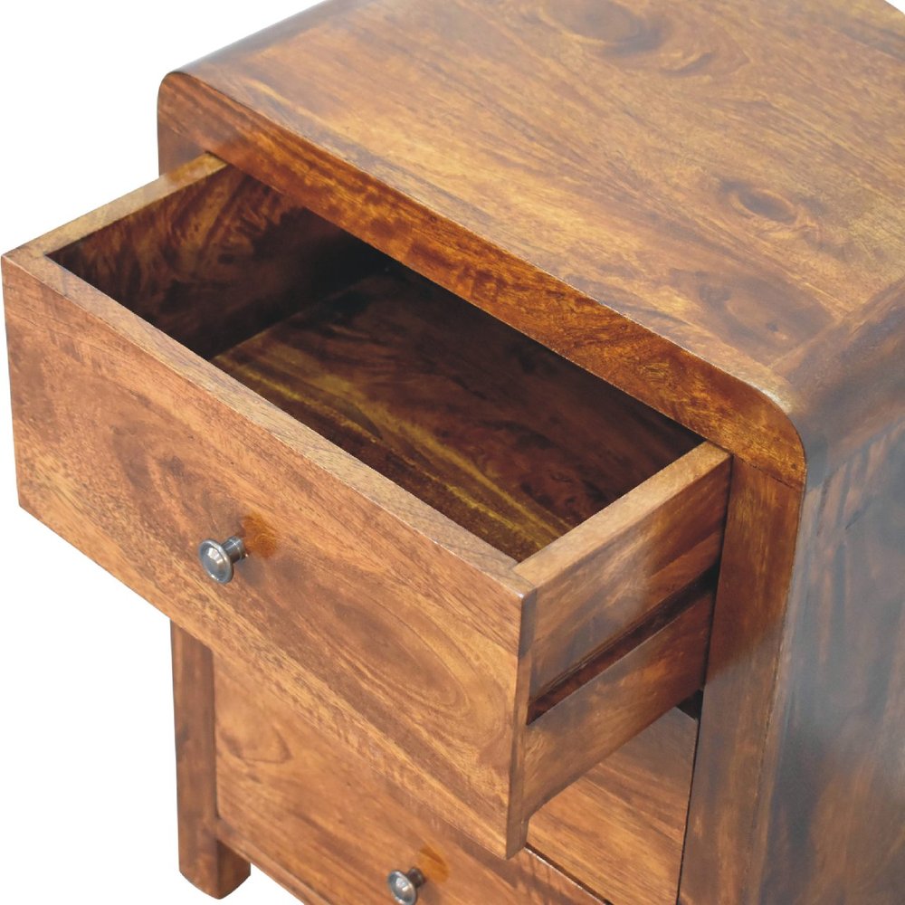Chestnut Solid Wood Three Drawer Nightstand - 24-inch