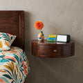Brown Solid Wood One Drawer Floating Nightstand - 22-inch