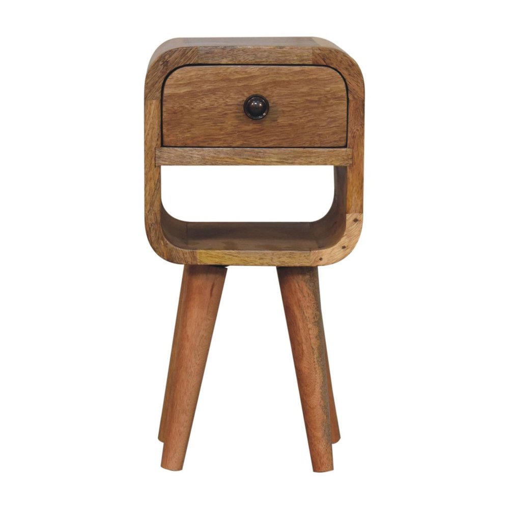 Oak Solid Wood Square One Drawer Nightstand - 16-inch