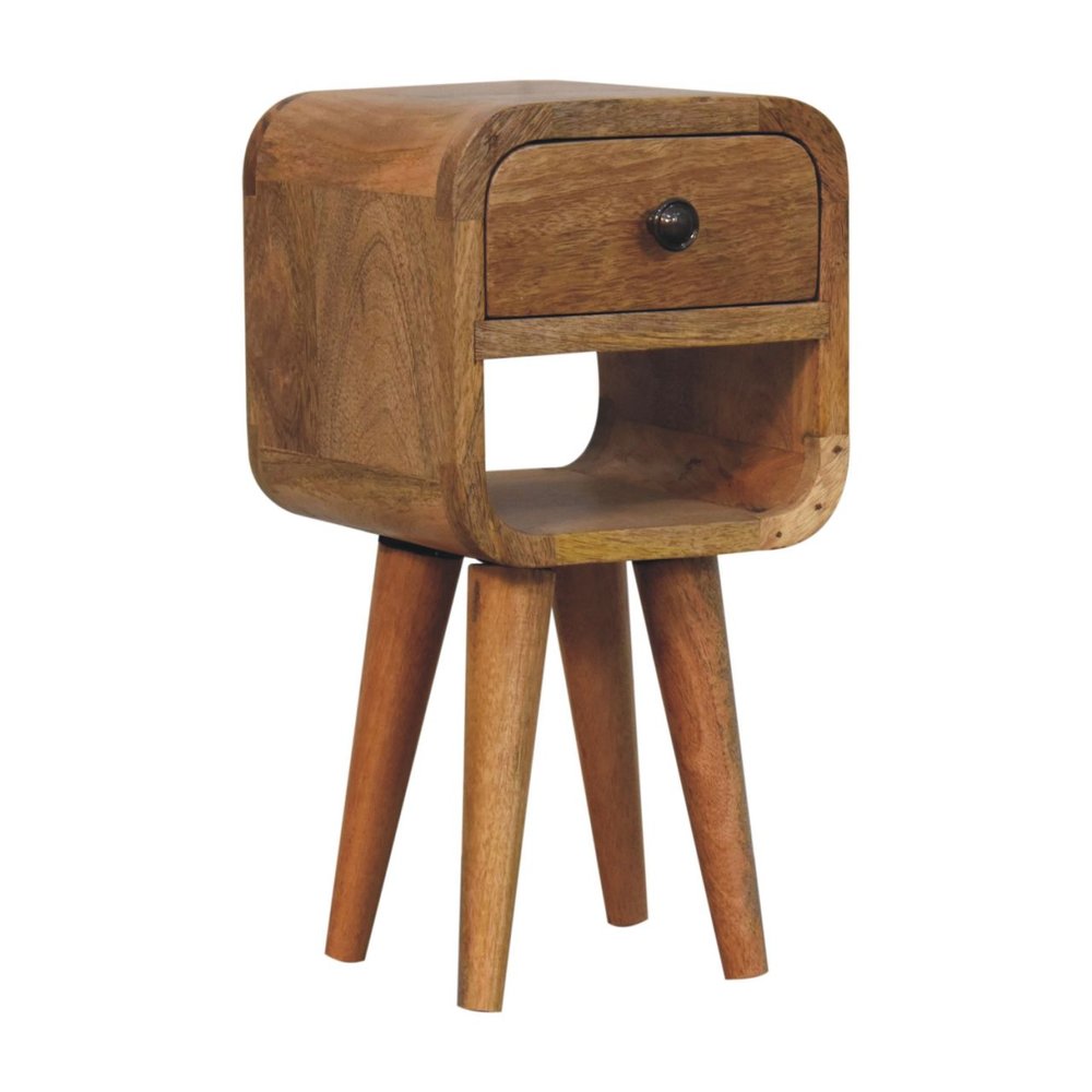 Oak Solid Wood Square One Drawer Nightstand - 16-inch