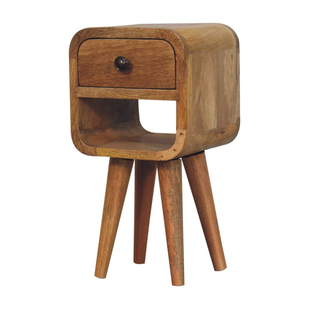 Oak Solid Wood Square One Drawer Nightstand - 16-inch