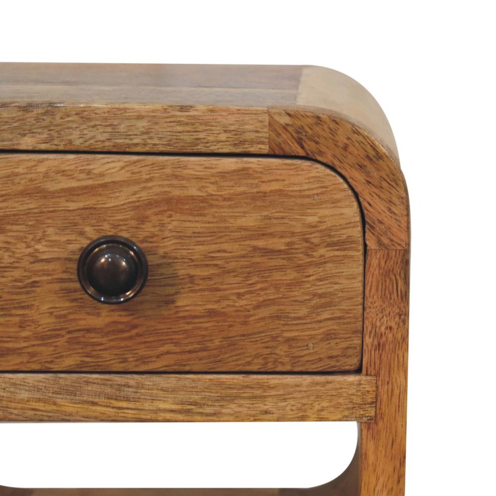 Oak Solid Wood Square One Drawer Nightstand - 16-inch