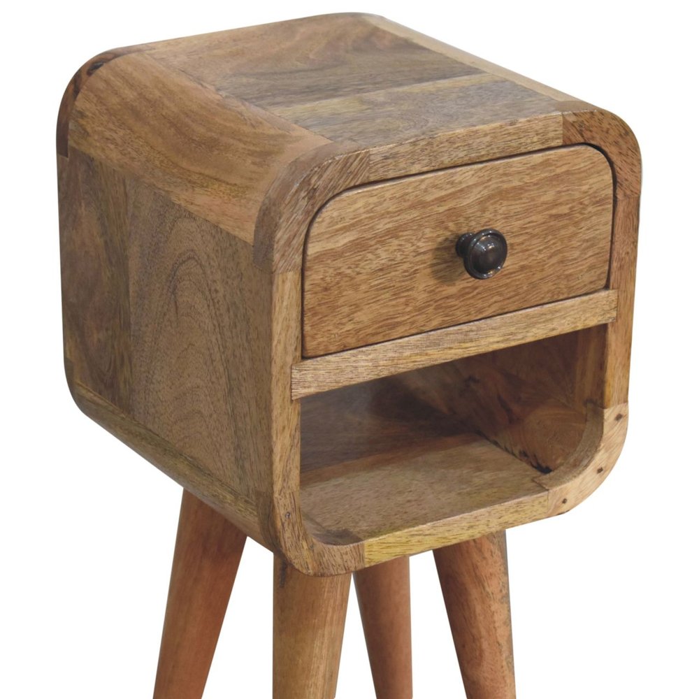 Oak Solid Wood Square One Drawer Nightstand - 16-inch