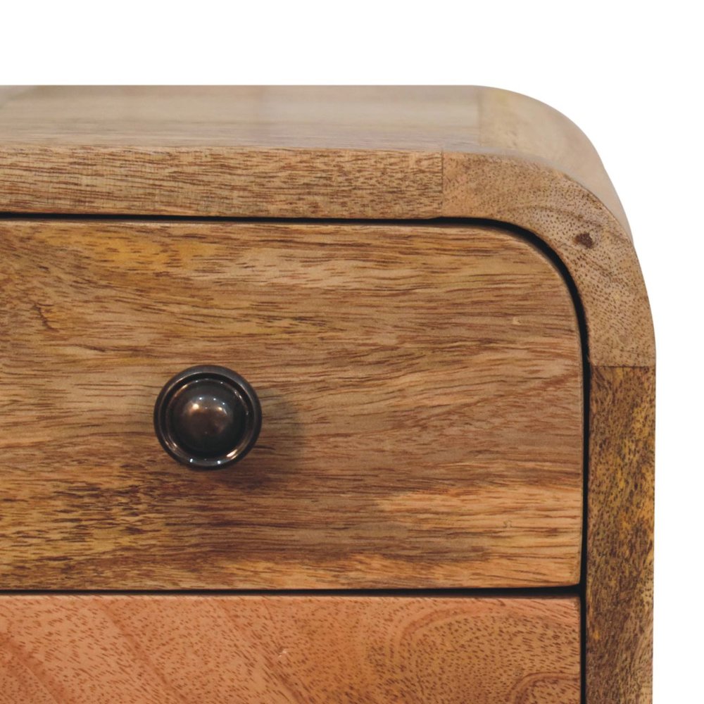 Oak Solid Wood Square Two Drawer Nightstand - 16-inch