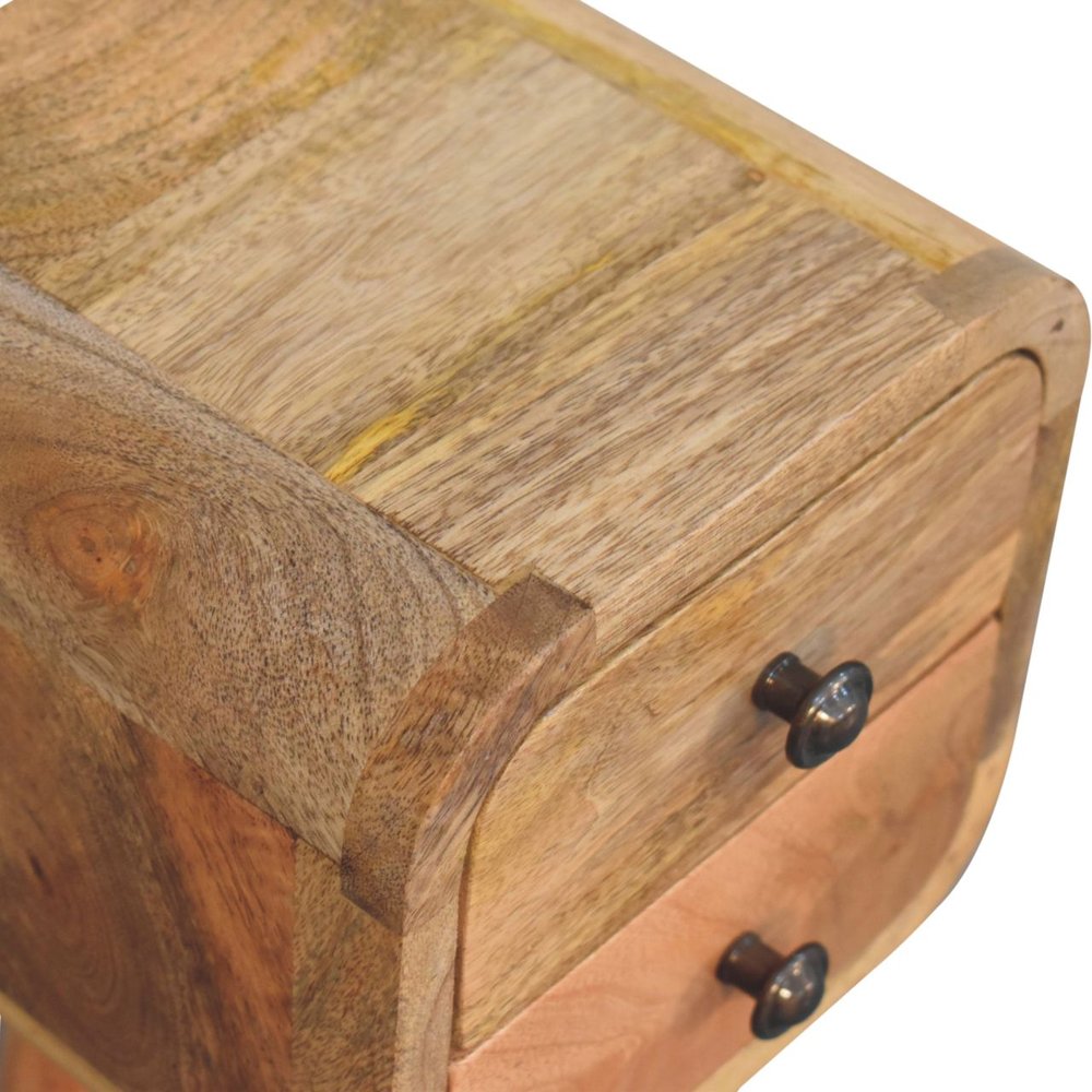 Oak Solid Wood Square Two Drawer Nightstand - 16-inch