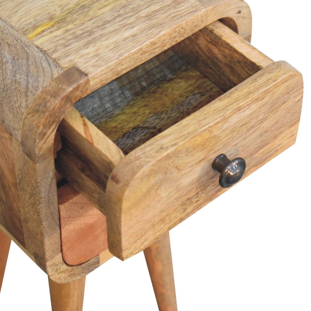 Oak Solid Wood Square Two Drawer Nightstand - 16-inch
