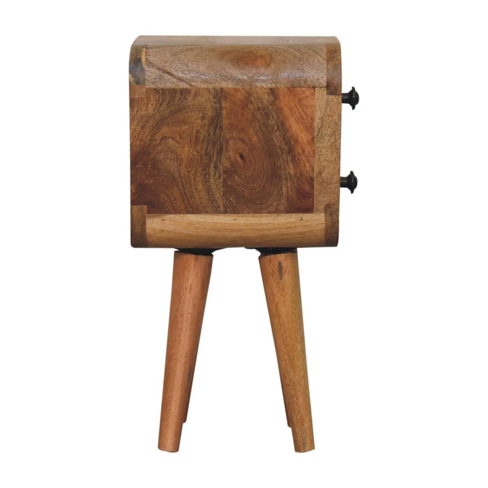 Oak Solid Wood Square Two Drawer Nightstand - 16-inch