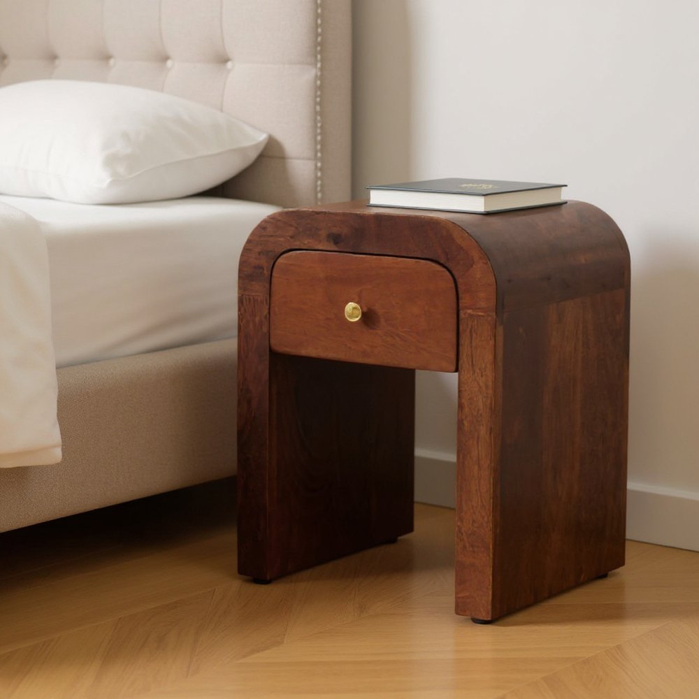 Chestnut Solid Wood One Drawer Nightstand - 16-inch