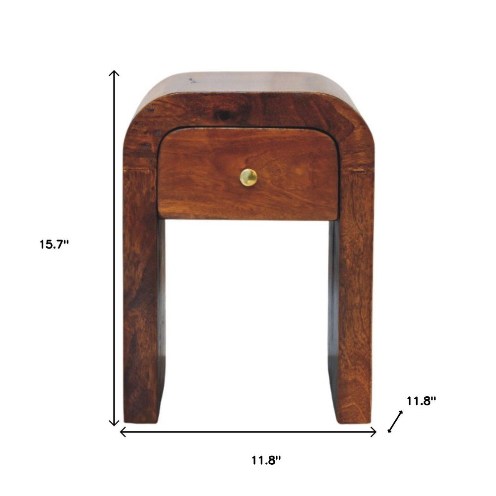 Chestnut Solid Wood One Drawer Nightstand - 16-inch