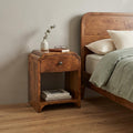 Chestnut Solid Wood One Drawer Scallop Edge Nightstand - 16-inch