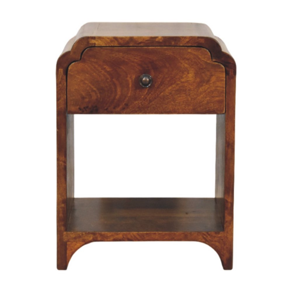 Chestnut Solid Wood One Drawer Scallop Edge Nightstand - 16-inch