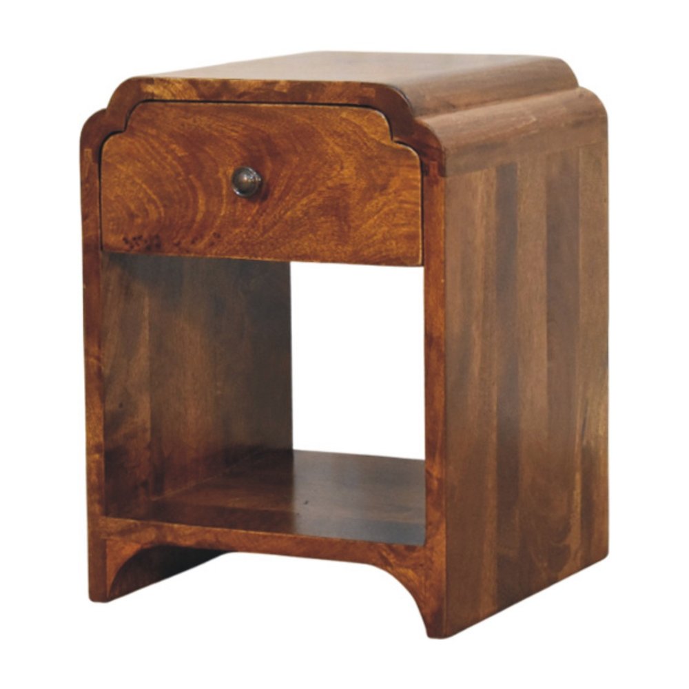Chestnut Solid Wood One Drawer Scallop Edge Nightstand - 16-inch