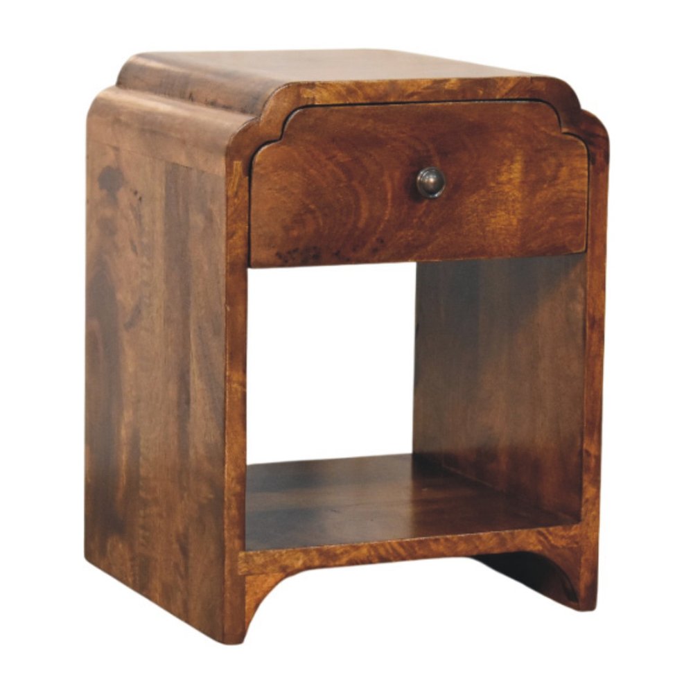 Chestnut Solid Wood One Drawer Scallop Edge Nightstand - 16-inch