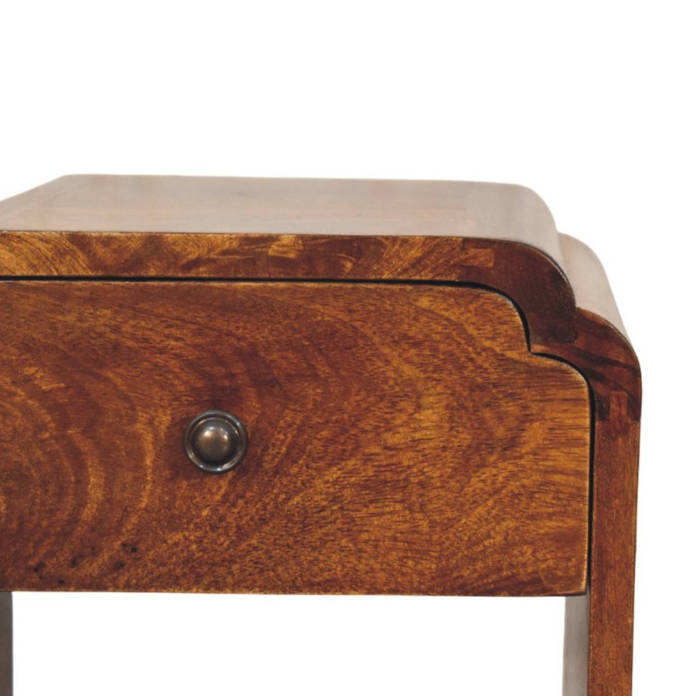 Chestnut Solid Wood One Drawer Scallop Edge Nightstand - 16-inch