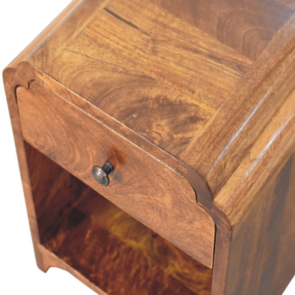 Chestnut Solid Wood One Drawer Scallop Edge Nightstand - 16-inch