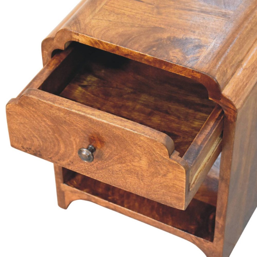 Chestnut Solid Wood One Drawer Scallop Edge Nightstand - 16-inch