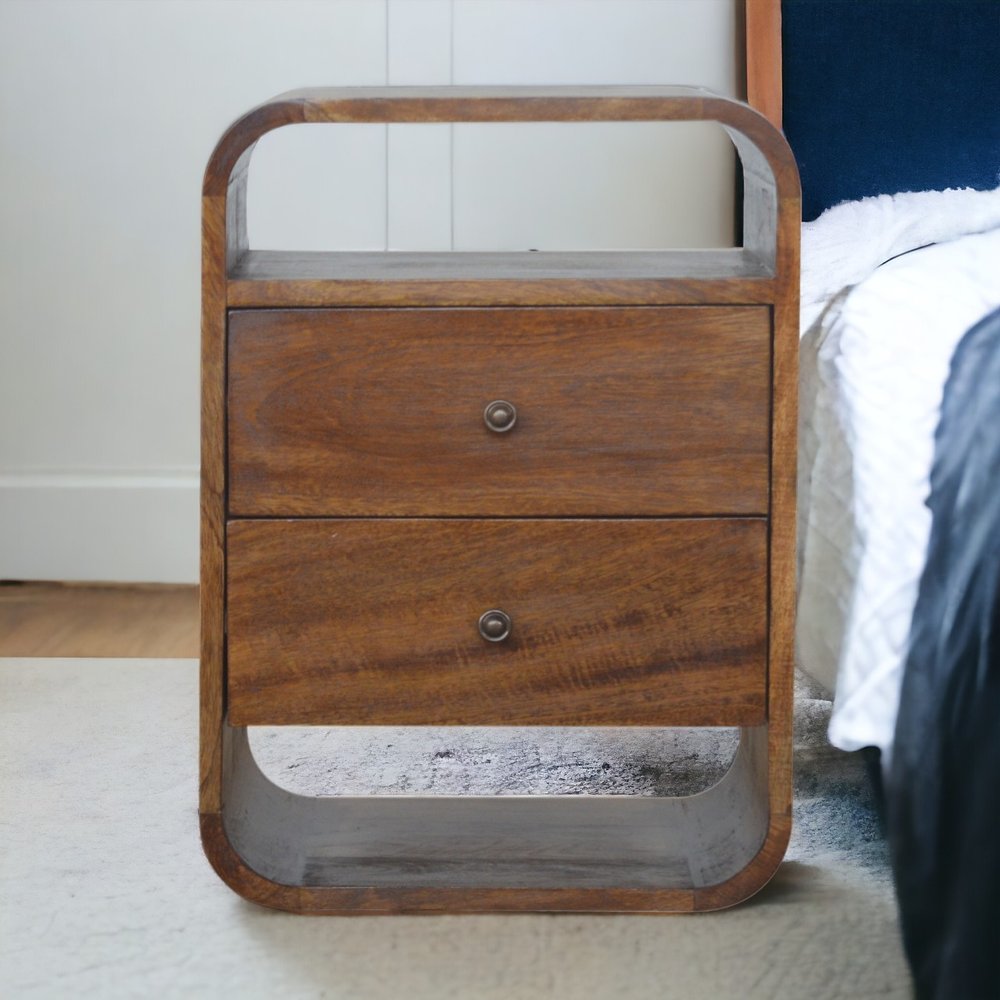 Chestnut Solid Wood Two Drawer Nightstand - 22-inch