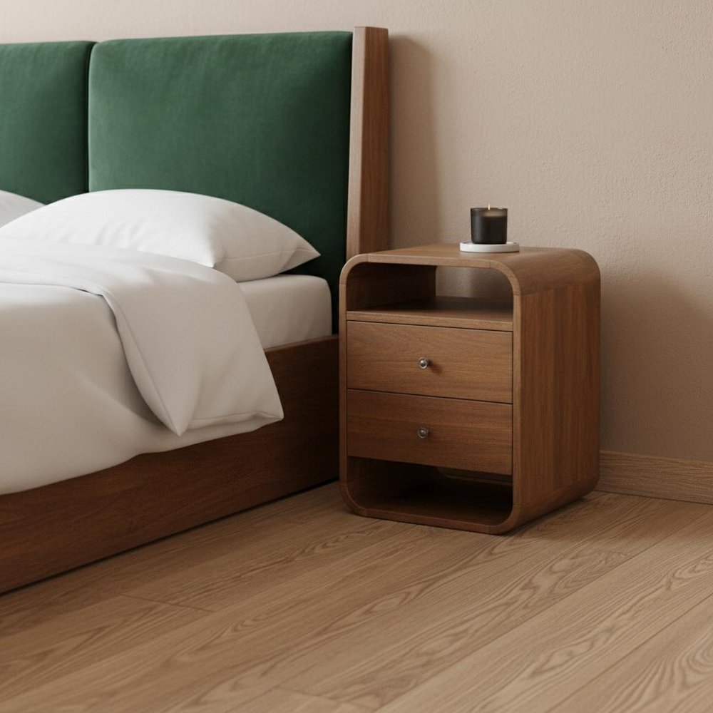 Chestnut Solid Wood Two Drawer Nightstand - 22-inch