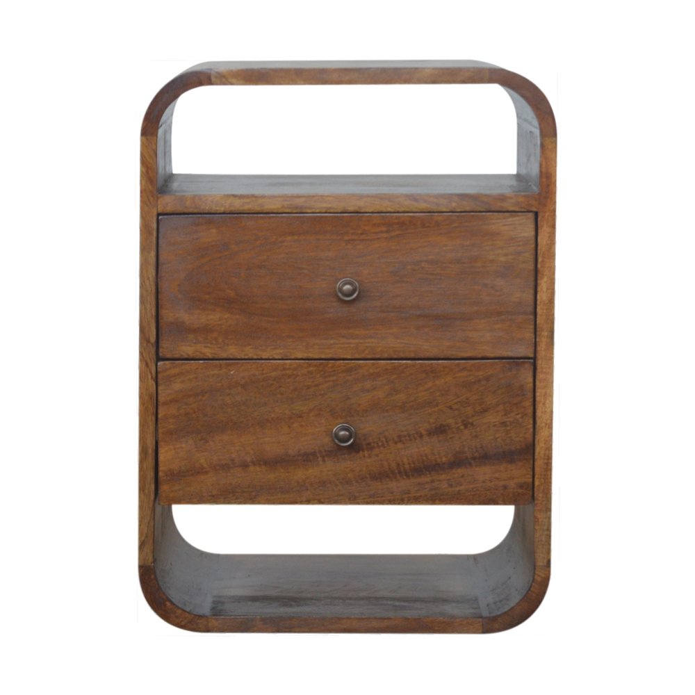 Chestnut Solid Wood Two Drawer Nightstand - 22-inch