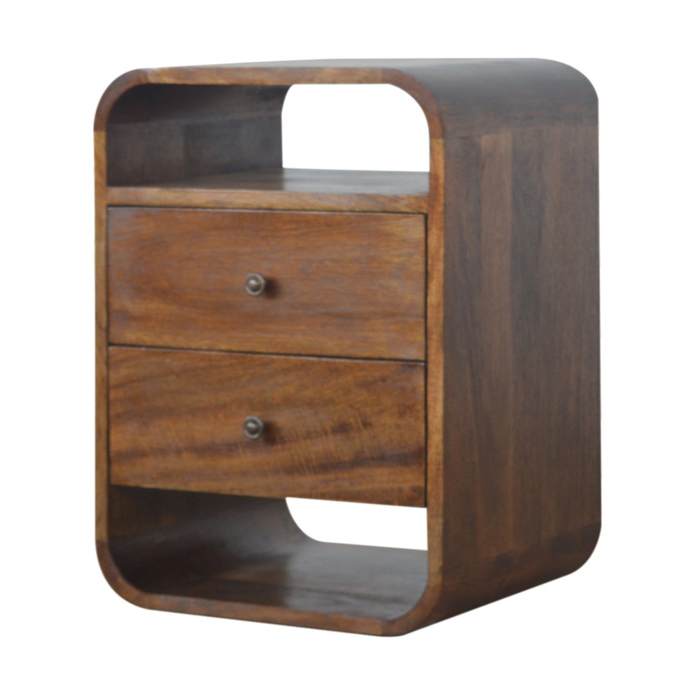 Chestnut Solid Wood Two Drawer Nightstand - 22-inch