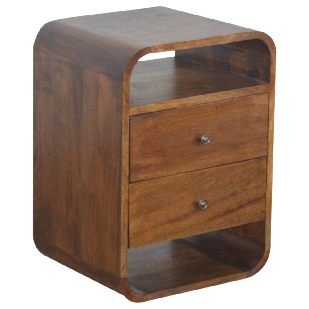 Chestnut Solid Wood Two Drawer Nightstand - 22-inch