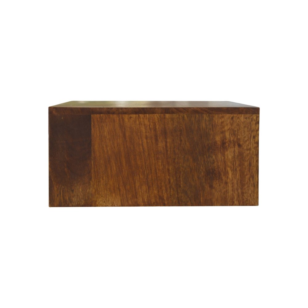 Brown Solid Wood Geometric Brass Inlay One Drawer Floating Nightstand - 18-inch