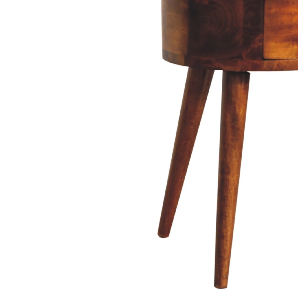 Brown Solid Wood Oval Distressed Two Drawer Nightstand - 20-inch