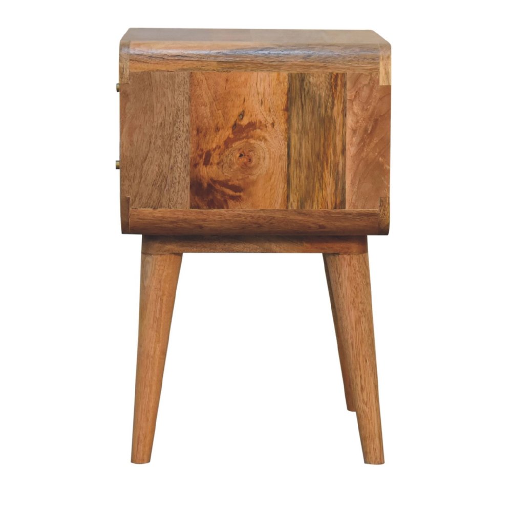 Oak Solid Wood and Cane Rattan Two Drawer Nightstand - 22-inch