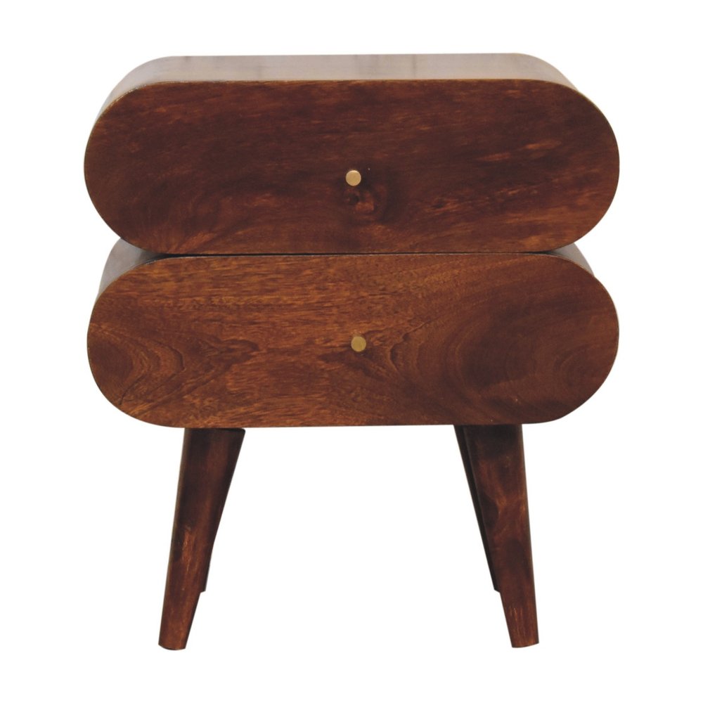 Chestnut Solid Wood Two Drawer Nightstand - 20-inch