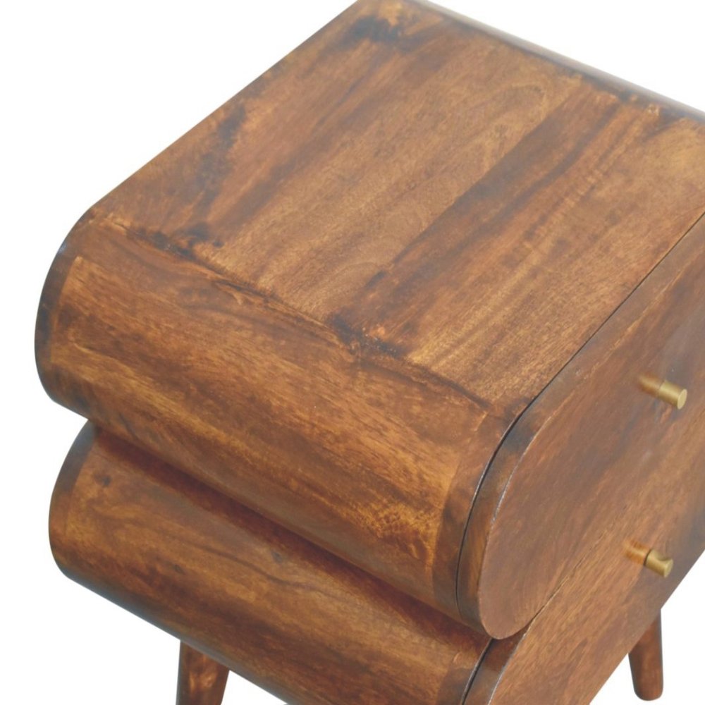 Chestnut Solid Wood Two Drawer Nightstand - 20-inch