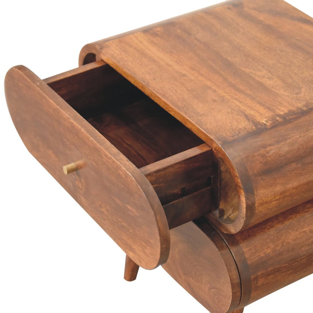 Chestnut Solid Wood Two Drawer Nightstand - 20-inch