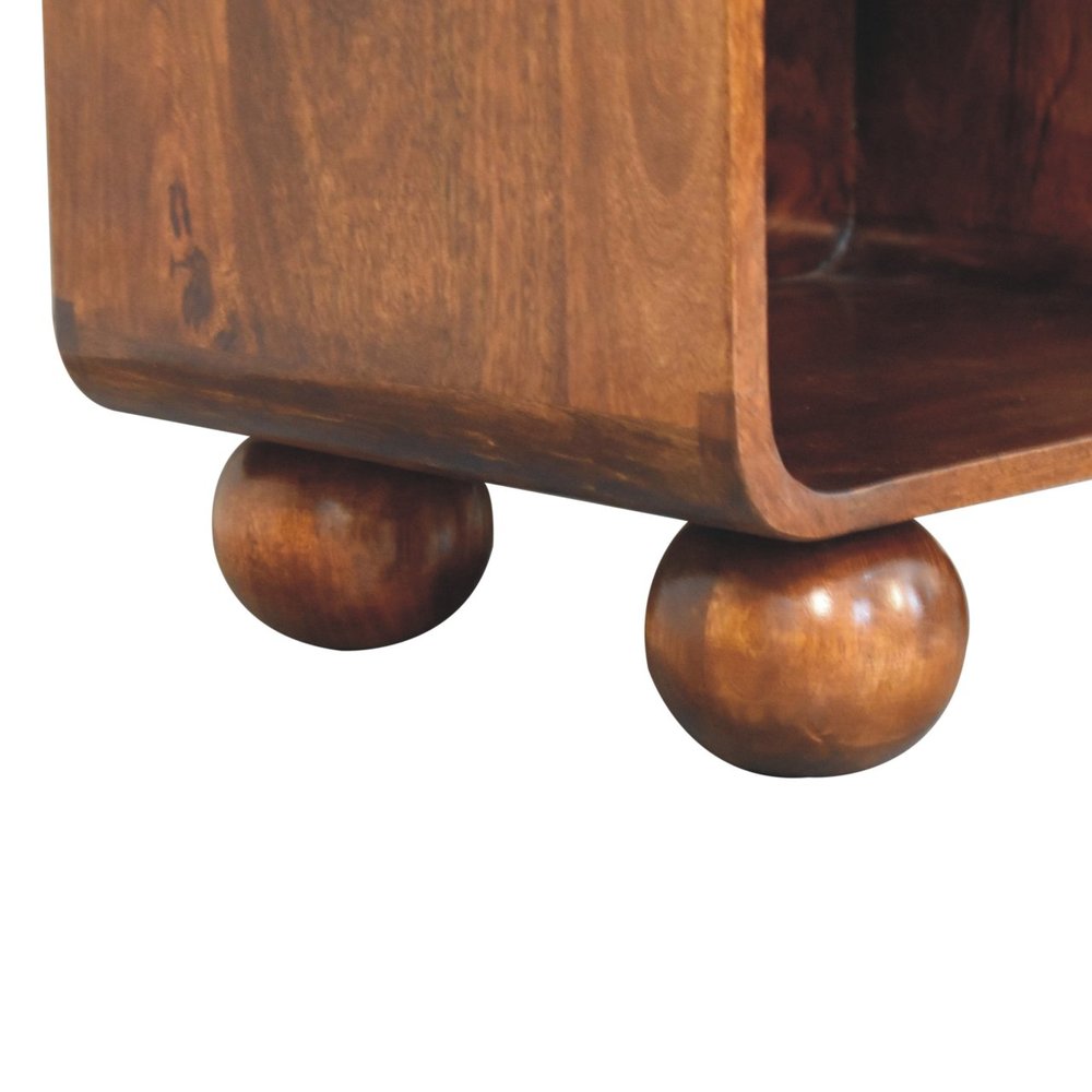 Chestnut Solid Wood Cane Rattan One Drawer Nightstand - 21-inch