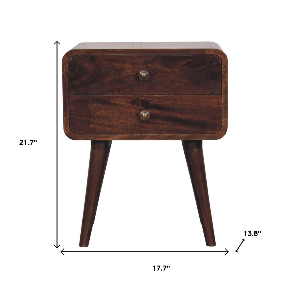 Chestnut Solid Wood Two Drawer Nightstand - 22-inch