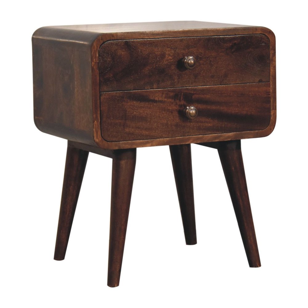 Chestnut Solid Wood Two Drawer Nightstand - 22-inch