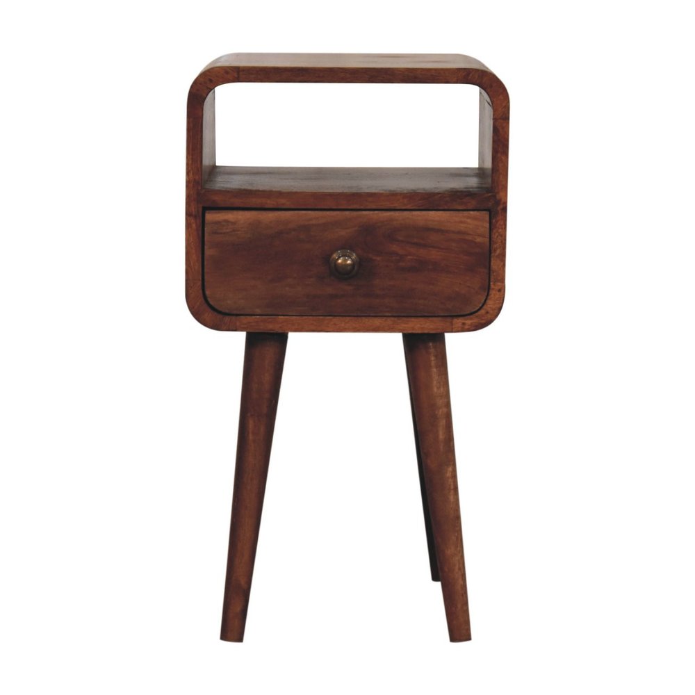 Brown Solid Wood Square One Drawer Nightstand - 22-inch
