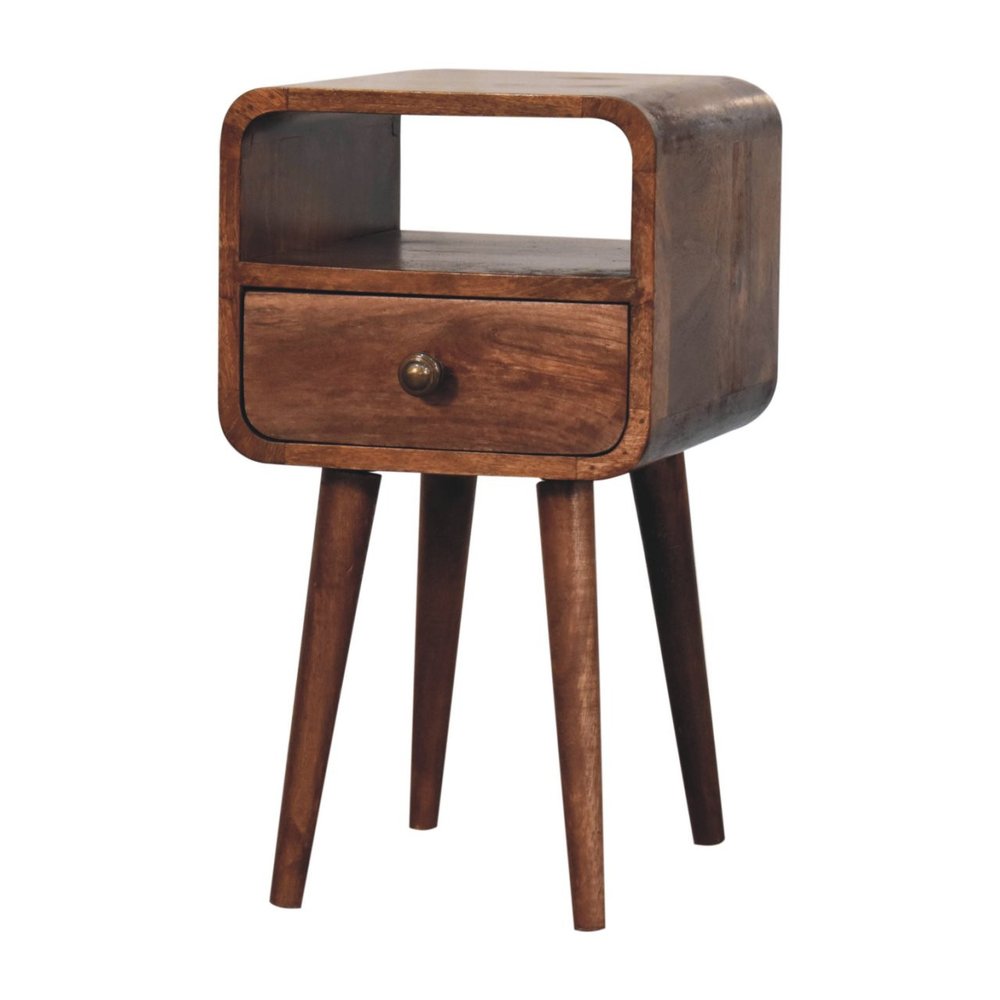 Brown Solid Wood Square One Drawer Nightstand - 22-inch